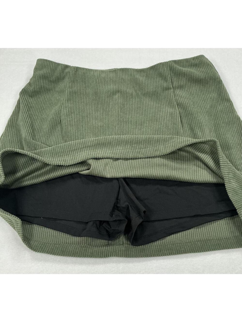 Halara Olive Green Corduroy Skort Skirt Built-In Shorts Women’s Medium - Picture 4 of 8